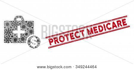 Infection Collage Commercial Medicine Case Icon And Red Protect Medicare Seal Between Double Paralle