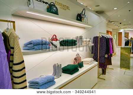 BERLIN, GERMANY - CIRCA SEPTEMBER, 2019: interior shot of Galeries Lafayette in Berlin.