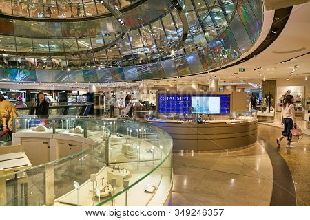 BERLIN, GERMANY - CIRCA SEPTEMBER, 2019: assorted  jewelry on display at Galeries Lafayette in Berlin.