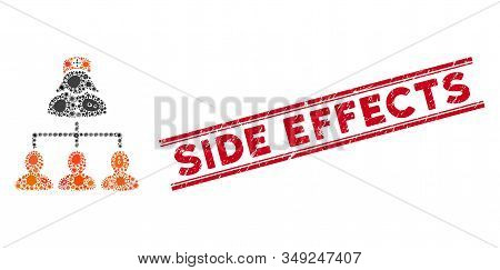 Microbe Mosaic Nurse Patients Icon And Red Side Effects Watermark Between Double Parallel Lines. Mos
