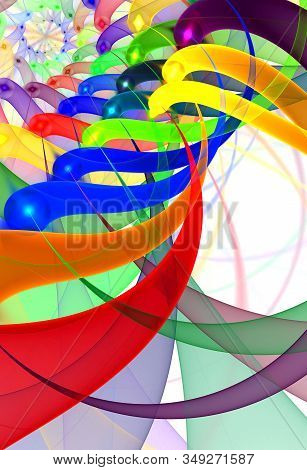 Abstract, Fractal, Computer-generated Image Of Multi-colored Geometric Shapes, Curves And Lines Rese