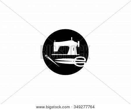 Sewing Machine , Needle And Scisor Logo Vector Illustration