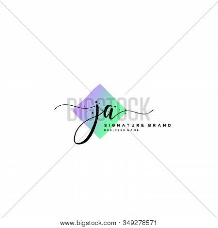 J A Ja Initial Letter Handwriting And  Signature Logo. A Concept Handwriting Initial Logo With Templ