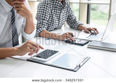 Partner Meetings And Briefing, Teamwork Of Business Colleagues Consultation And Conference New Strat