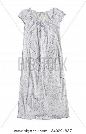 Long White Cotton Nightdress On White Background
