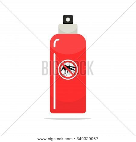 Mosquito Insect Reppelent Bottle Icon. Bug And Mosquito Reppelent Spray Aerosol Prevention