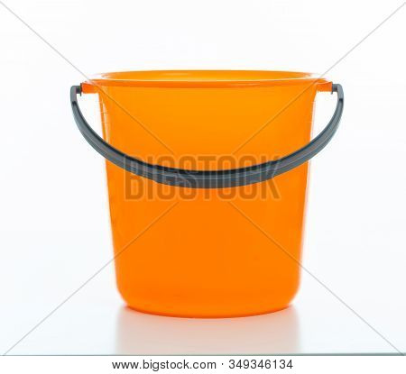 Cleaning Bucket Orange Color Isolated Against White Background,