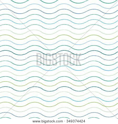 Irregular Abstract Geometric Wavy Line Grunge Pattern, Sea And Summer Mood On White Background. Beac