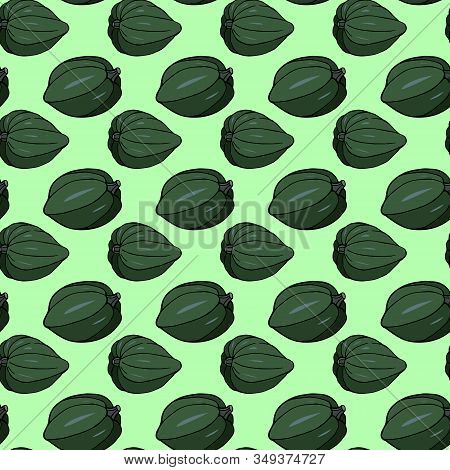 Seamless Pattern With Hand Drawn Acorn Squash