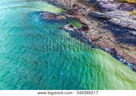 Aerial View Of The Beach And Caves At Maghera Beach Near Ardara, County Donegal - Ireland