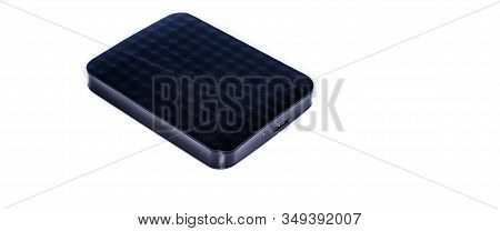 External Portable Hard Disk Drive Isolated On White Background - Usb Connectivity - 2 Tb