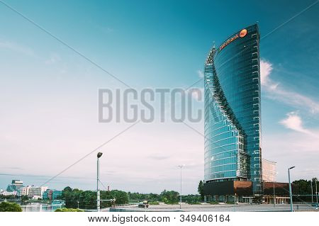 Riga, Latvia - June 30, 2016: Central Building Swedbank In Sunny Summer Evening. Swedbank Has 9.5 Mi