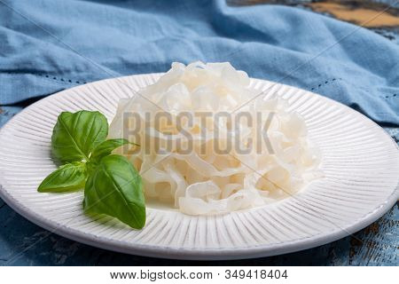 White Konjac Shirataki Noodles, Gluten Free And No Fat Diet Vegetarian And Vegan Asian Food