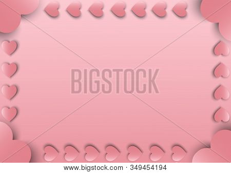Elements In Shape Of Heart On Pink Background, Card Festival Love, Sweethearts, Greeting Card Design
