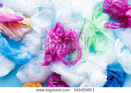 Many Disposable Plastic Bags Texture Background. Zero Waste Shopping. Sustainable Living, Plasticfre