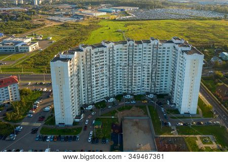 Lobnya, Moscow Region - August 31, 2019: Aerial View Of The Residential Buildings Of The City Of Lob