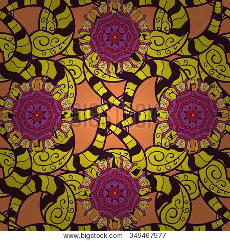 Abstract Ethnic Vector Seamless Pattern. Tribal Art Boho Print, Vintage Flower Background. Backgroun
