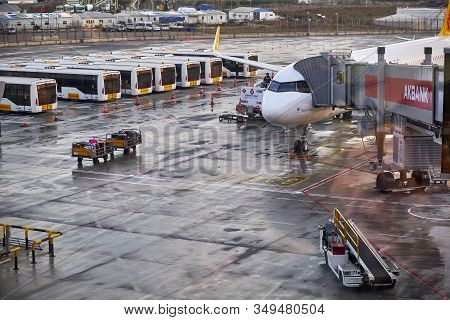 Istanbul Sabiha Gokcen Airport - February 2020. Pegasus Airlines Original Colorway Aircraft On The A