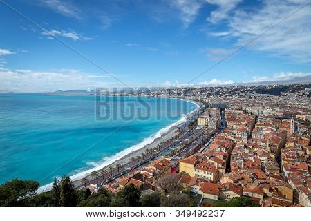 The Azure Coast And Nice In Landscape Orientation. Shot From Once Of The Panorama Points At Castle H