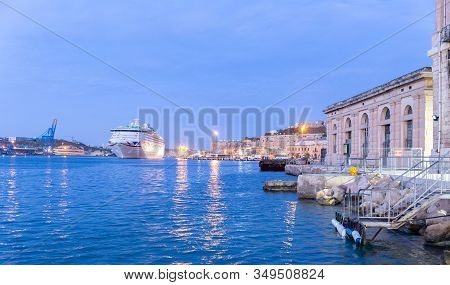 Cruise Ship In Valletta Grand Harbour Malta