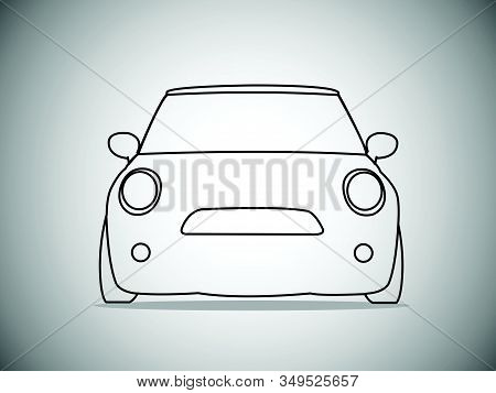 Vector Outlines Of Front Classic Cars. Vector Illustration