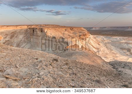 Sunrise Over Ustyurt Plateau. District Of Boszhir. The Bottom Of A Dry Ocean Tethys. Kazakhstan. Sel