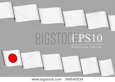 Waving Banners In Colors Of Japan Flag Red, White, Two Ribbons In Style Of Country Flag - Vector Ill