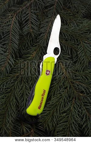 Ibach, Switzerland 02.02.2020 - Swiss Army Knife Yellow Rescue Tool Victorinox