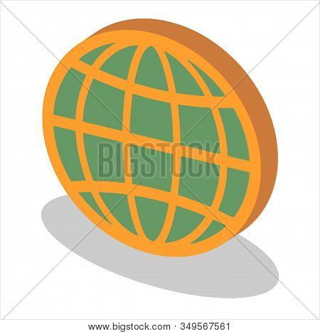 Isometric Line Earth Globe With Dollar Symbol Icon Isolated On White Background. World Or Earth Sign
