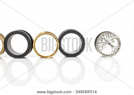 Group Of Five Whole Plug In Row Isolated On White Background