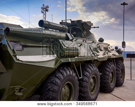 Astana, Kazakhstan - May 25, 2018: Armored Personnel Carrier Btr-80a At The Kadex Exhibition