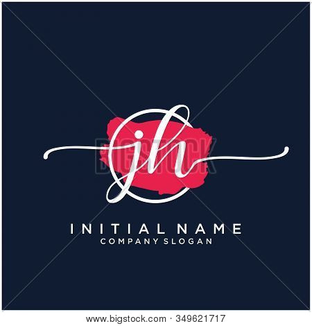 Jh Initial Handwriting Logo Design With Brush Circle. Logo For Fashion,photography, Wedding, Beauty,