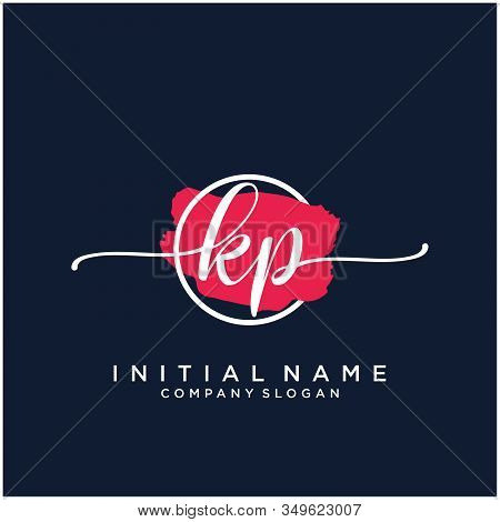 Kp Initial Handwriting Logo Design With Brush Circle. Logo For Fashion,photography, Wedding, Beauty,