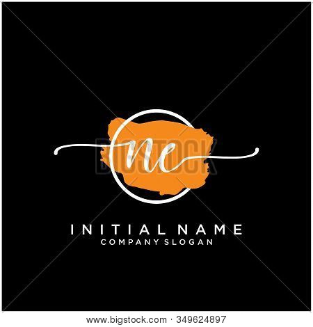 Ne Initial Handwriting Logo Design With Brush Circle. Logo For Fashion,photography, Wedding, Beauty,