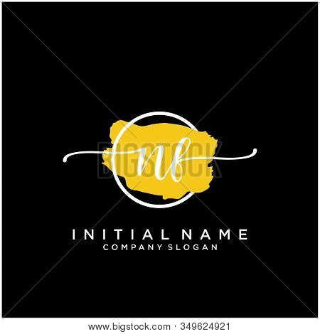 Nf Initial Handwriting Logo Design With Brush Circle. Logo For Fashion,photography, Wedding, Beauty,