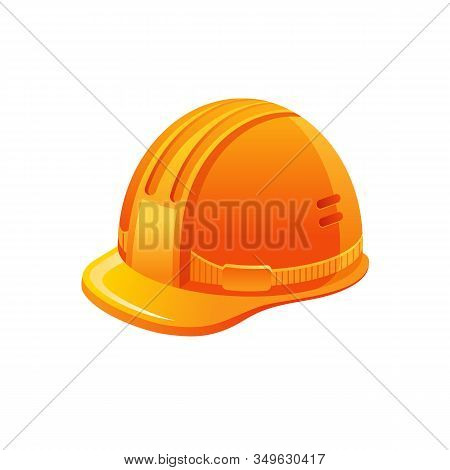 Cartoon Orange Hemlet. Protection Uniform Hat, Safety Equipment For Builder, Miner, Archaeologist. 3