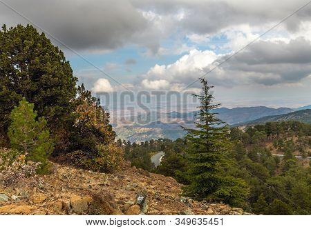 View From Mount Olympus, Highest Peak Of The Island Of Cyprus.