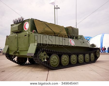 Astana, Kazakhstan - May 25, 2018: Armored Personnel Carrier Btr-80a At The Kadex Exhibition