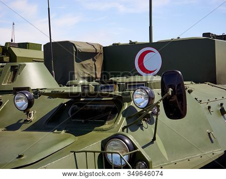 Astana, Kazakhstan - May 25, 2018: Armored Personnel Carrier Btr-80a At The Kadex Exhibition