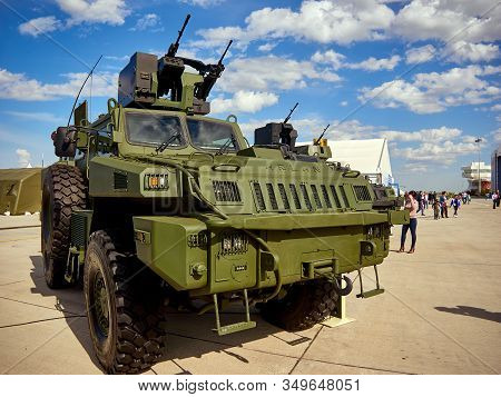 Astana, Kazakhstan - May 25, 2018: Armored Personnel Carrier Btr-80a At The Kadex Exhibition