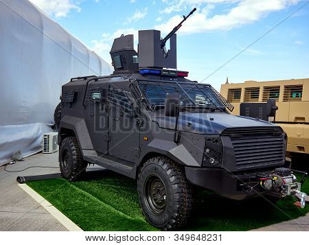 Astana, Kazakhstan - May 25, 2018: Armored Personnel Carrier Btr-80a At The Kadex Exhibition
