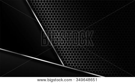 Dark Carbon Fiber Background With Metal Lines