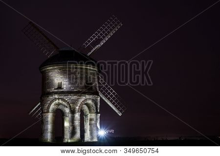 Night Light Painting Of Windmill In Uk.