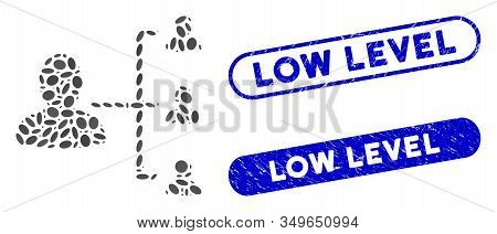 Collage User Scheme And Distressed Stamp Seals With Low Level Text. Mosaic Vector User Scheme Is Cre