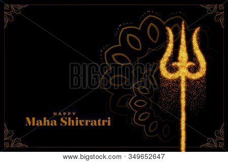 Happy Maha Shivratri Trishul Made With Sparkles Background