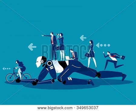 Robotics In Business. Concept Business Vector Illustration, Technology, Futuristic.