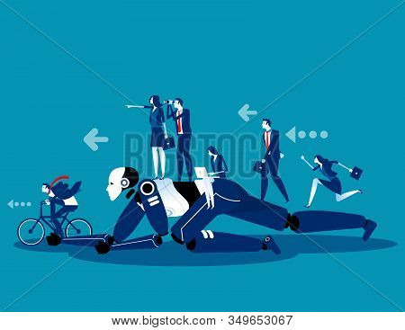 Robotics In Business. Concept Business Vector Illustration, Technology, Futuristic.