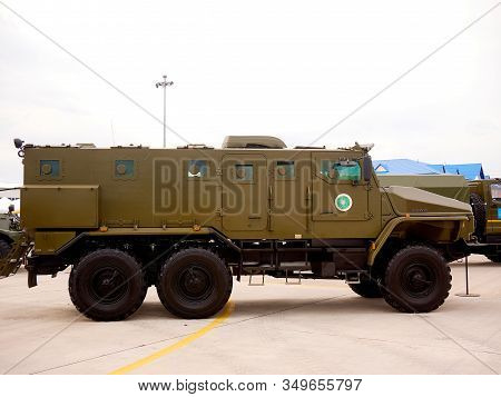Astana, Kazakhstan - May 25, 2018: Mine-resistant Ambush-protected (mrap) Ural-vv At The Kadex Exhib