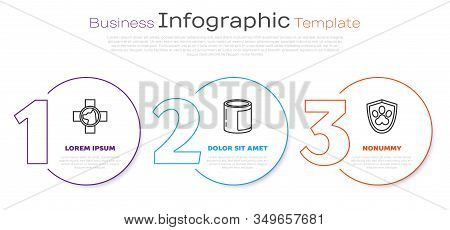 Set Line Veterinary Clinic Symbol, Canned Food And Animal Health Insurance. Business Infographic Tem