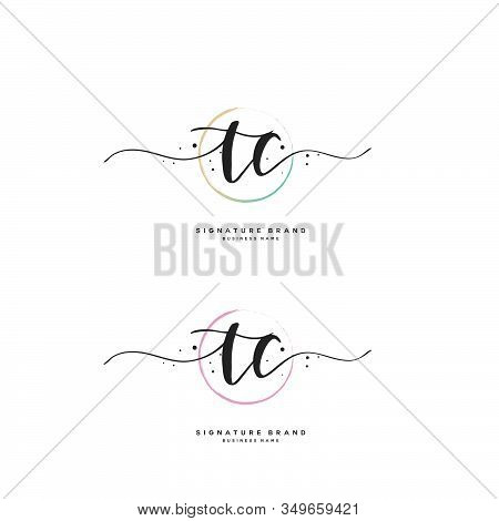 T C Tc Initial Letter Handwriting And  Signature Logo. A Concept Handwriting Initial Logo With Templ